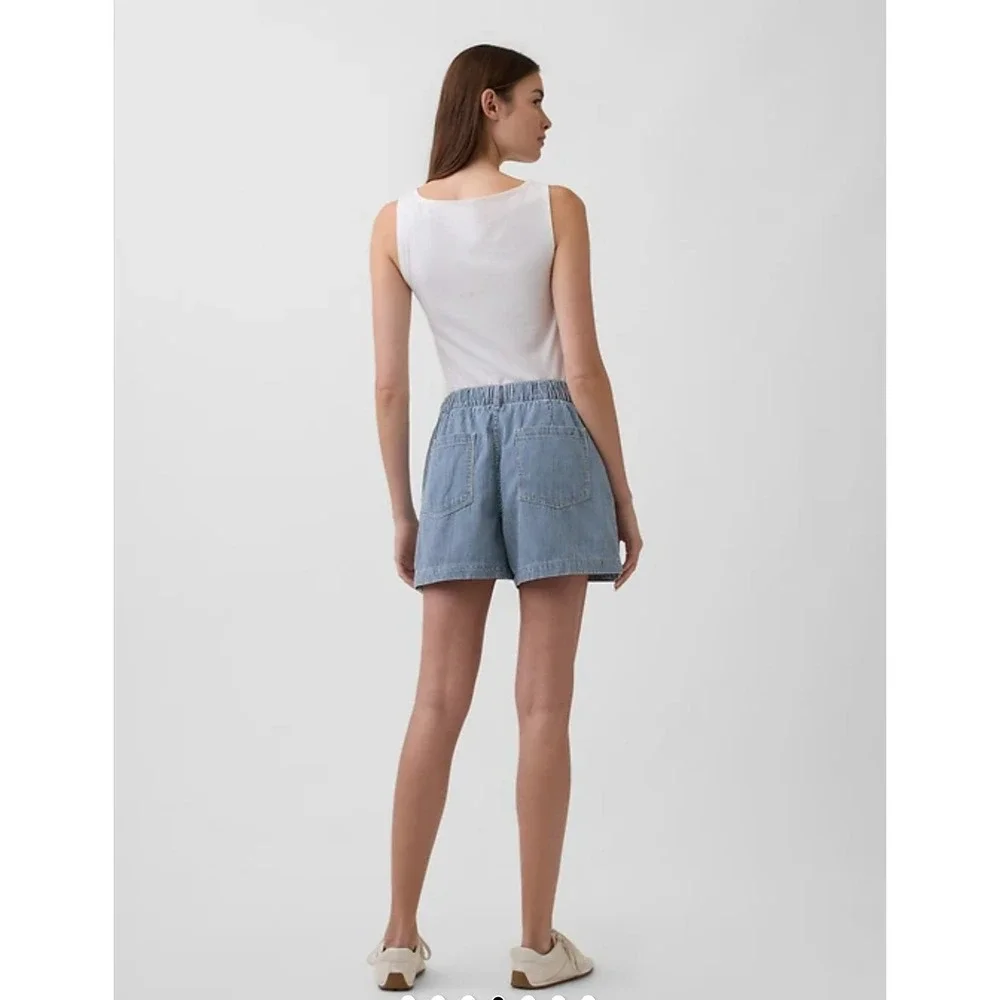 Gap Factory Blue Railroad Stripe Ultrasoft Denim Utility Shorts 4in Inseam S